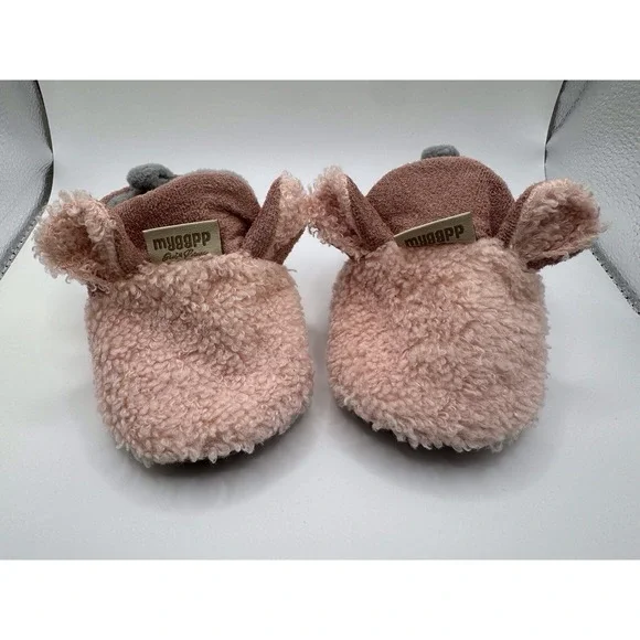 Myggpp Cute Plush Baby Slippers Soft Cozy Infant Booties‎ Non-Slip Shoes 12-18m