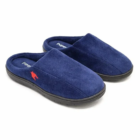Pupeez Kids Boys Blue House Slippers Size 13 | Cozy Winter Indoor Shoes