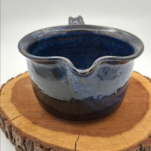 Brown Stone Studio Blue Pottery Batter‎ Bowl Signed & Dated