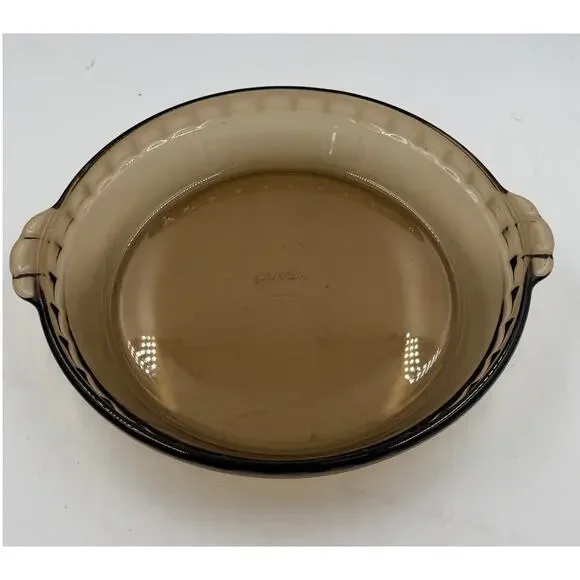 Vintage Pyrex Smoky Brown Amber#229 Pie Plate 10