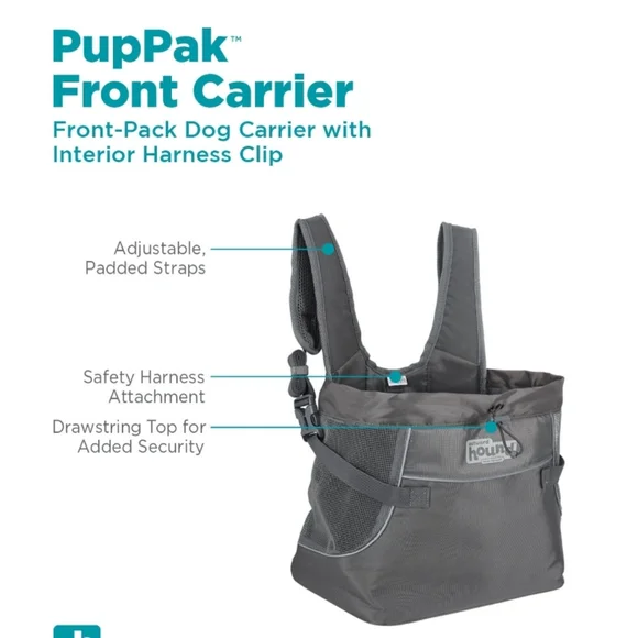 Outward Hound Charcoal PupPak Front Carrier | Sz Lrg. NWOT