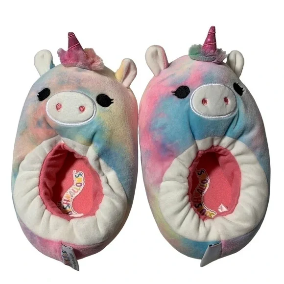 Squishmallows Rainbow Unicorn Slippers Size 4-5. New without tags