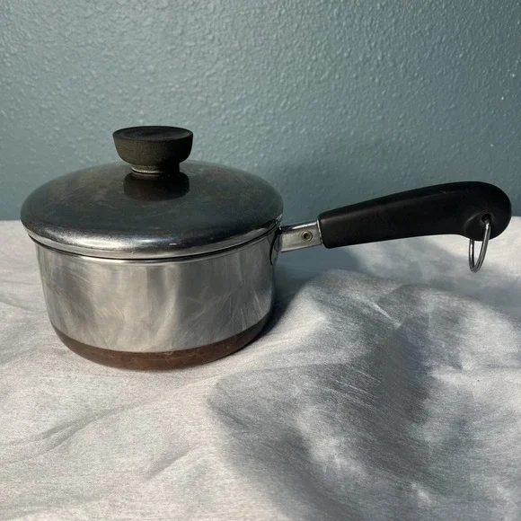 Vintage‎ Revere Ware 1801 Saucepan 1 Qt with Lid Copper Clad Bottom USA