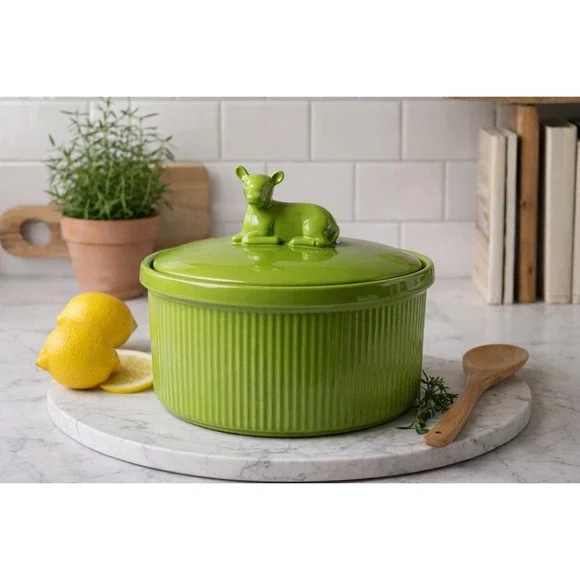 Martha Stewart‎ Green Cow Casserole Dish Lid Ceramic 9