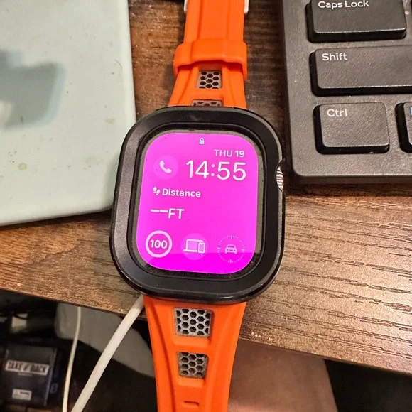 Orange Apple Smartwatch Watch Black Bezel