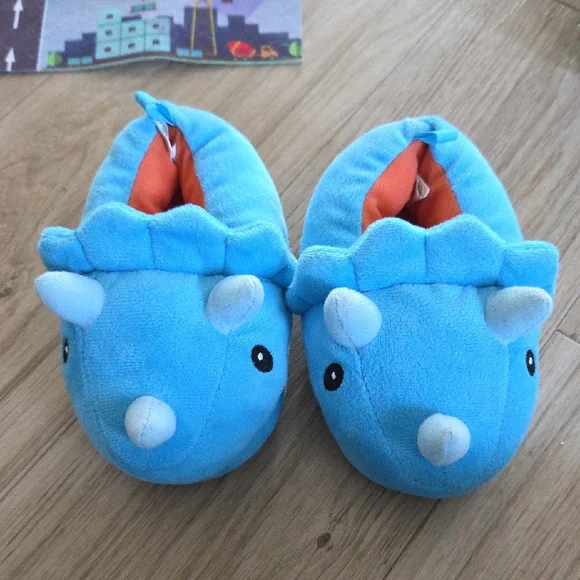 Wonder Nation Blue Dinosaur Kids Slippers