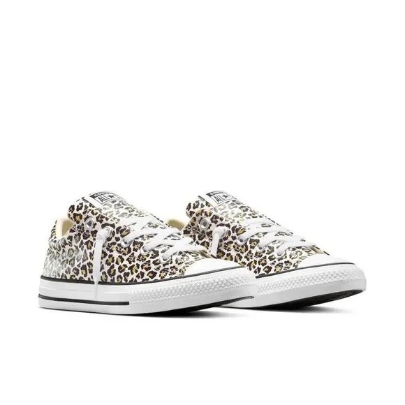 Converse Kids Low Top Sneakers White with Leopard Print