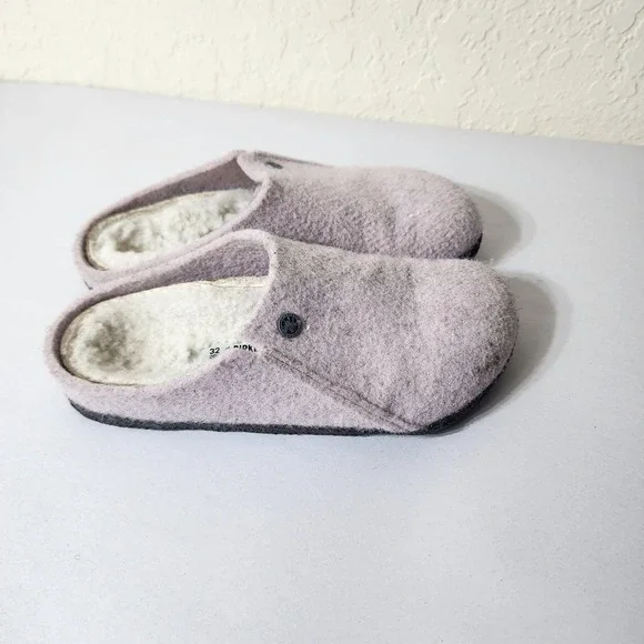 Birkenstock Zermatt Kids Wool Felt Shearling Lined Slippers Lavender Purple 32