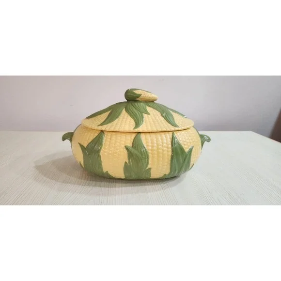 PORCELAIN CORN-ON-THE-COB DESIGN ART TUREEN 10
