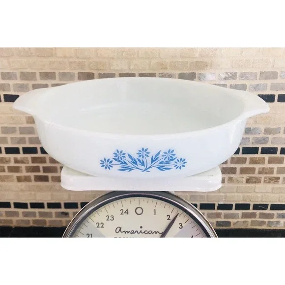 Fire King Anchor Hocking Round Cake Pan Blue Cornflower 8 1/2