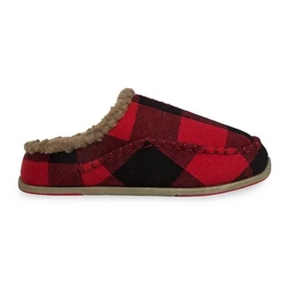 NWT/ NIB Deer Stags Kid's Lil Nordic Buffalo Plaid Faux Shearling Slippers (1)