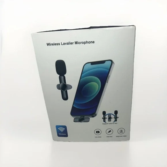 Wireless Lavalier Microphone For iPhone Set Of 2 Clip-On Mic Set Vlog Podcast