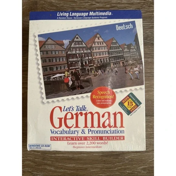 Vintage German Language Learning Software CD-ROM Sealed Windows 3.1 Living