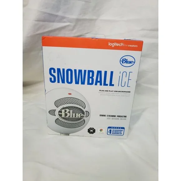 Blue Snowball iCE USB Microphone – White New Blue Snowball iCE Plug and Play US