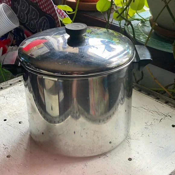 8 Qt Revere Ware Stainless Steel Stock Pot and Lid