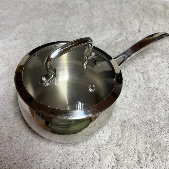 Biltmore For Your Home Stainless Steel 1.5 Qt Saucepan Vented Glass Lid 5.5in