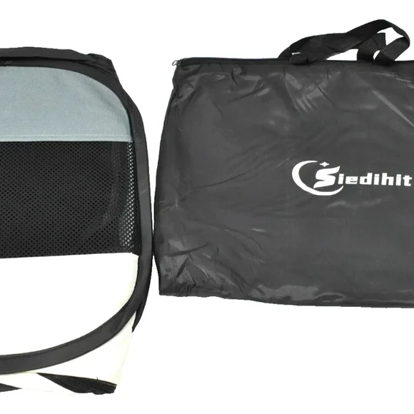 Sjedihit Black Carry Portable Playpen with Gray/White Trim