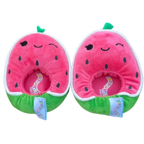 Squishmallows Wanda Watermelon Plush Slippers Pink/Green Girls 7-8‎