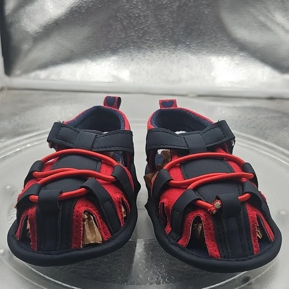 C Black And Red Slip On Like Sandals