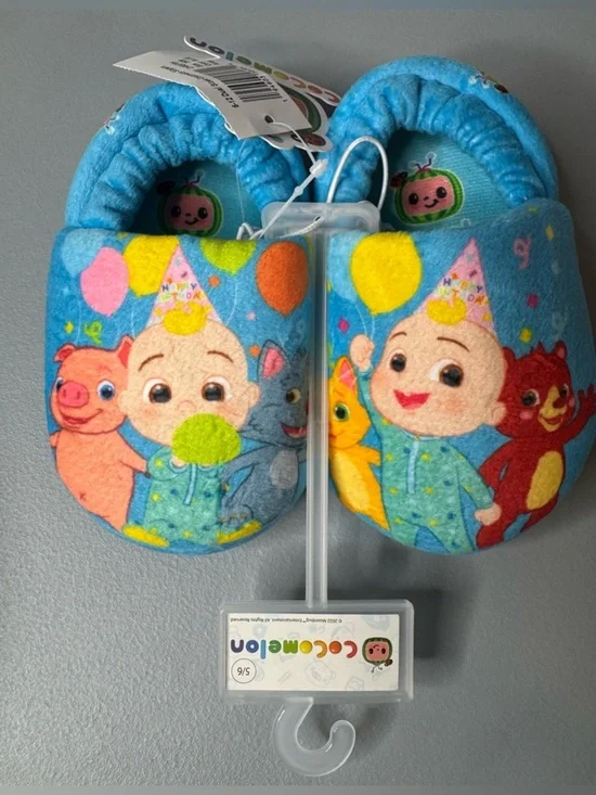 Cocomelon happy birthday Party plush moccasin slippers for toddlers jj Wally pep