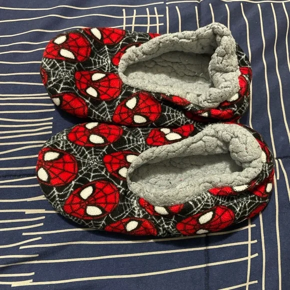 Spiderman Themed Kids Slip On Slippers Red and Gray