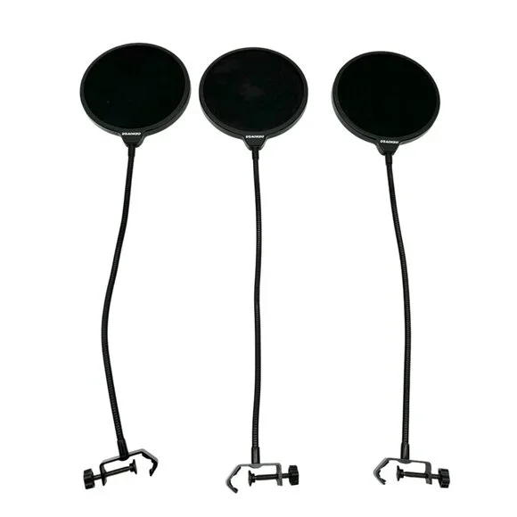 Microphone Pop Filter Trio Flexible Gooseneck Clamp Studio Recording Accessory