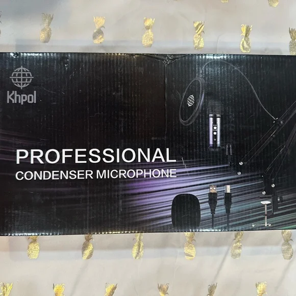 Khpol USB Professional Condenser Microphone, Computer PC Kit Adjustable Arm. NIB