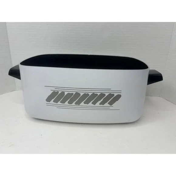 Vtg West Bend Slow Cooker Replacement Pot Grey Brushstroke MCM Rectangular