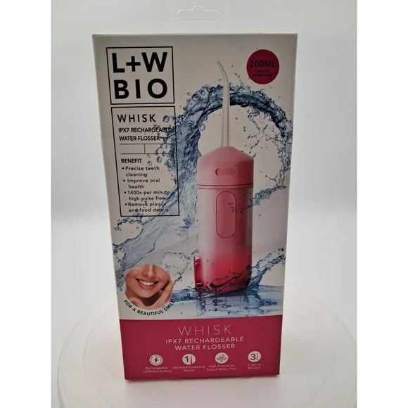 L +‎ W Bio Whisk Rechargeable Water Flosser-200 ML Capacity Water Tank-NIB