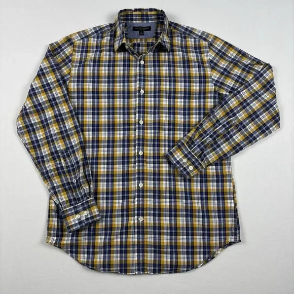 Banana Republic Soft Wash Mens Large Plaid Long Sleeve 100% Cotton Dress Shirt