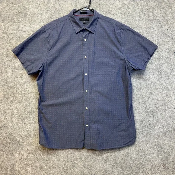 Banana Republic Shirt Men's Size XXL Blue Micro Dot Short Sleeve Slim Fit