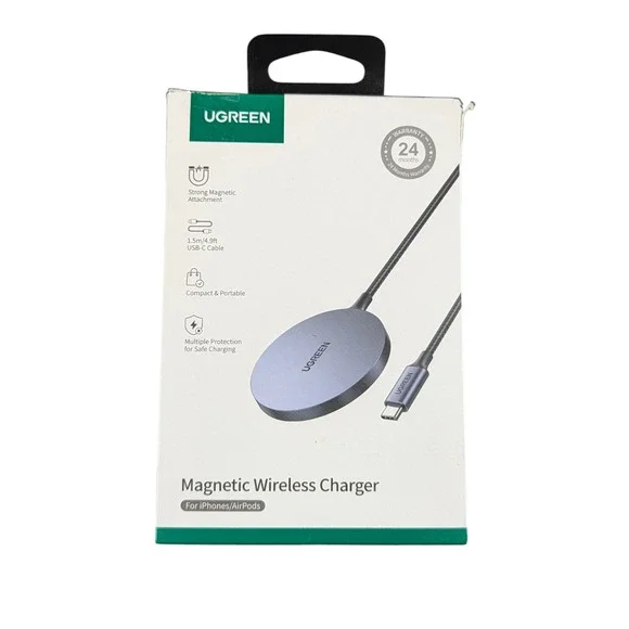 Cc7O UGREEN - Magnetic Wireless Charger for iPhone 17 - 12 / Airpods Magsafe Gry