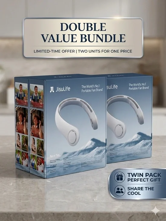 🔥 BUNDLE OF 2 JISULIFE Portable Neck Fans | 5 speeds | 18 H Battery New/Open Box