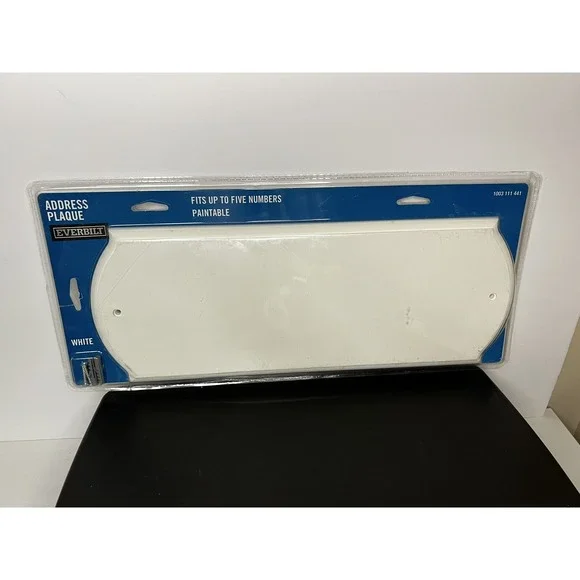 NEW Everbilt Rectangular White Address Plaque - Durable Wood Construction