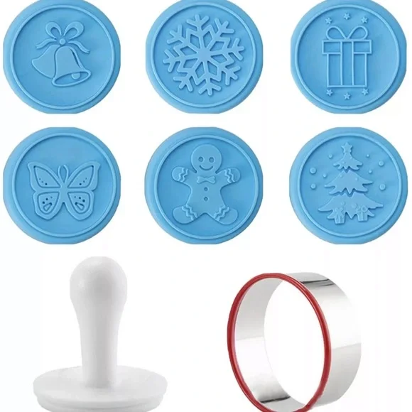 Cute Silicone Christmas Cookie 6 Stamps Set (Blue) Premium Cookies