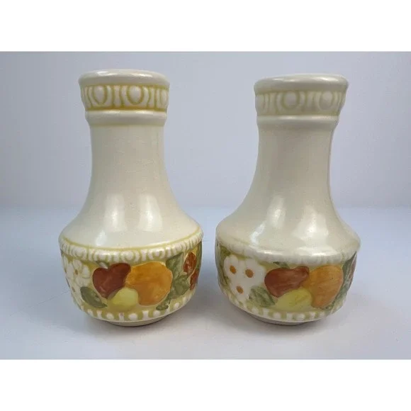 Vintage Metlox Poppytrail‎ Vernon Ceramic Salt Pepper Shakers Fruit Floral