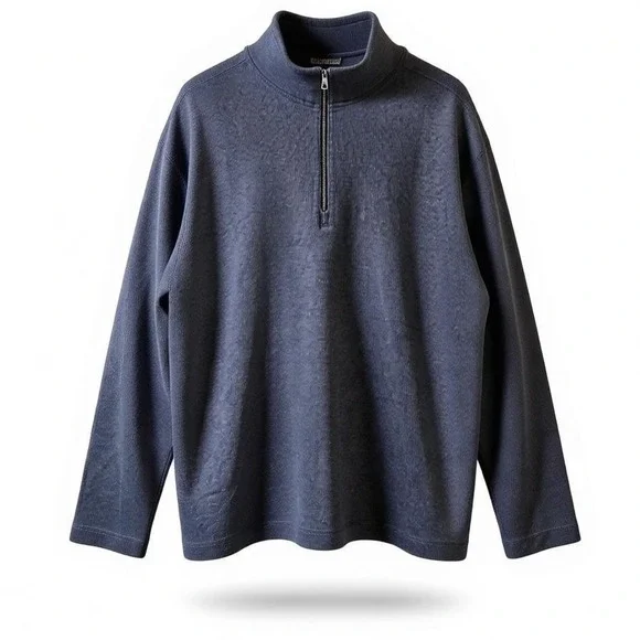 Banana Republic Gray 100% Cotton Quarter Zip Pullover Sweater‎ Size XL