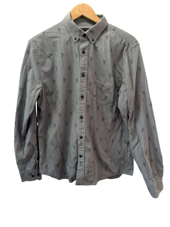Banana Republic Deer Western Flannel Luxe Button Down Mens Size Medium Grey