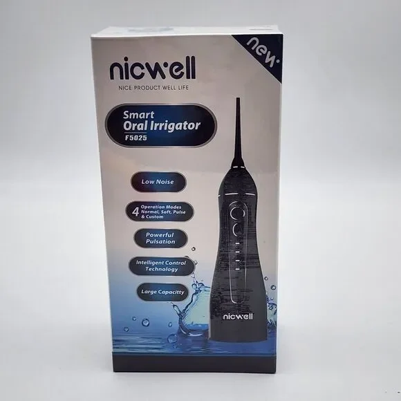 Nicwell Rechargeable Portable Smart Dental Oral Irrigator F5025‎ Black Cordless