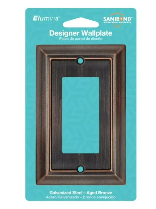 2pc Elumina Stamped Steel Designer Wallplate - Aged Bronze