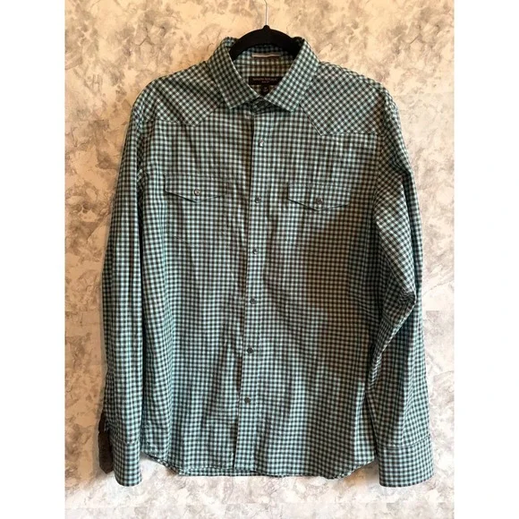 Banana Republic Slim‎ Fit Mens Medium Button Down Shirt Gingham Snap Button