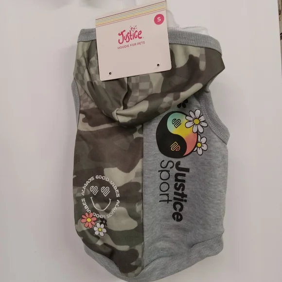 JUSTICE Dog Puppy Hoody Sweat Shirt Camouflage Green & Gray NEW