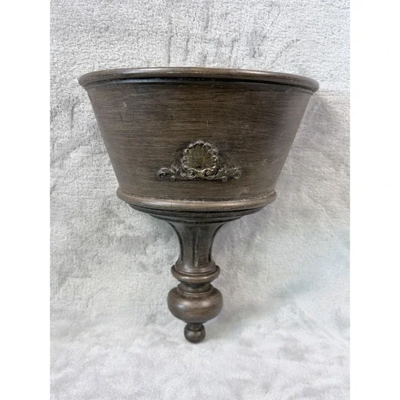 Vintage Homco Urn Wall Pocket Planter Brown‎ Pedestal Hollywood Regency