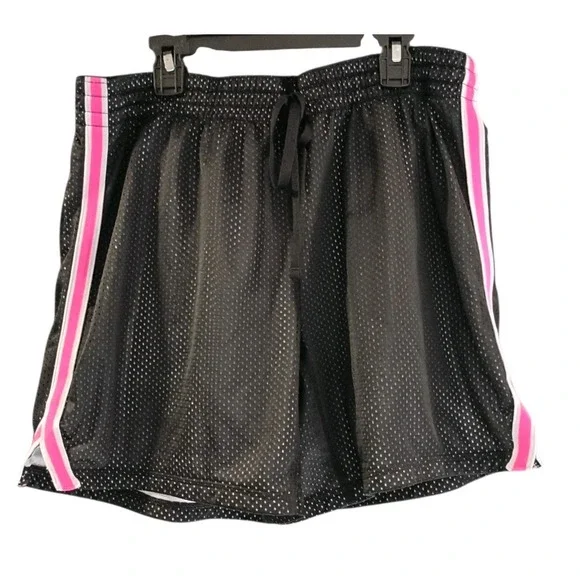 Danskin Youth Basketball Soccer Shorts Breathable Mesh Black Pink Sz Large 12/14