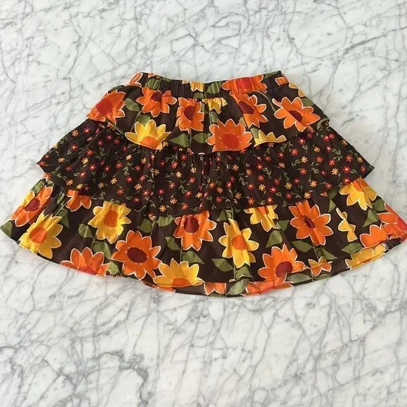 Girls Sunflower Tiered Skort - Harvest - Brown Sz 10