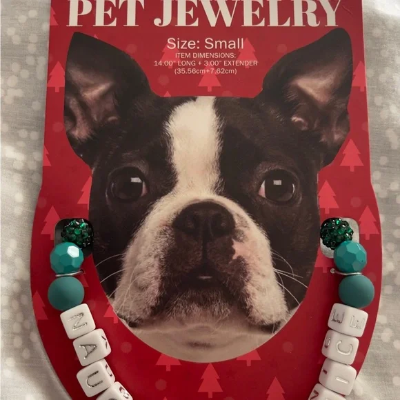 Chic Pet Necklace with Teal and White Beads