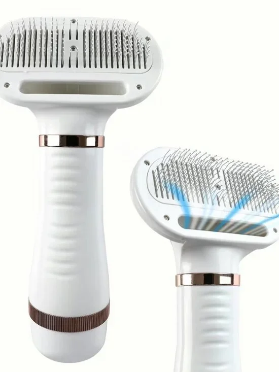 NEW Dog Grooming Hair Dryer with Slicker Brush, White, Medium
