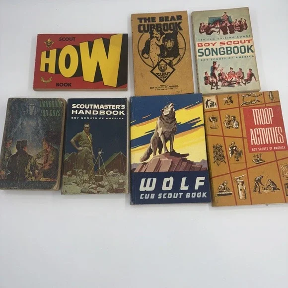 Boy Scouts Cub Scout Book Lot of 7- 1930s 1960s; Troop Activities Song Book VTG