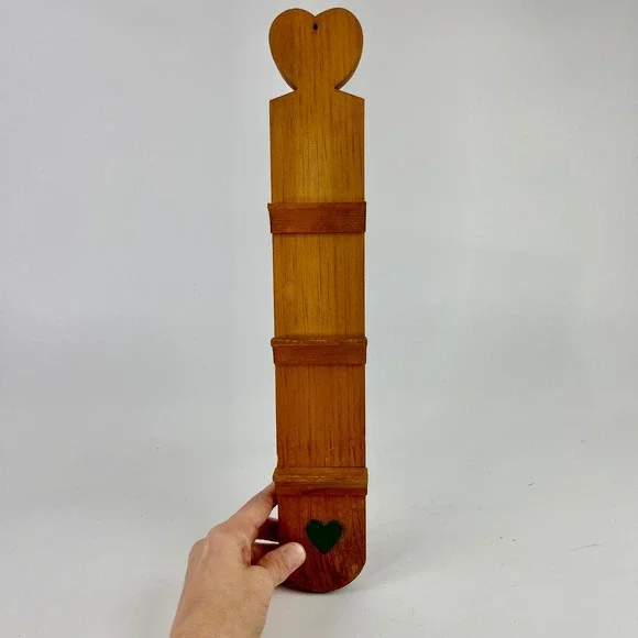 Vintage Primitive Wooden Heart Wall Rack 3 Tier Plate Card Holder Farmhouse 16in