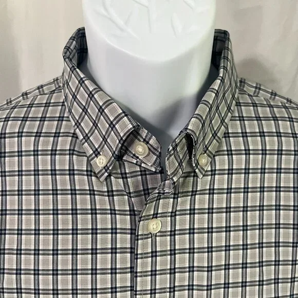 🔥 Banana Republic Men’s Slim Fit Stretch Shirt Gray Blue White L Flex Tech 👔